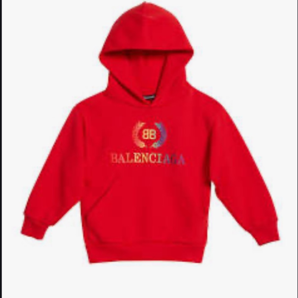 Balenciaga Rainbow Logo Crest Hoodie, Size 2